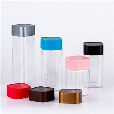 500ml plastik konfetli kvadrat bankalar