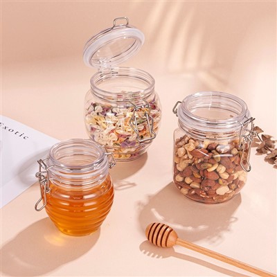 Clamp qopqog'i bilan plastik idishlar